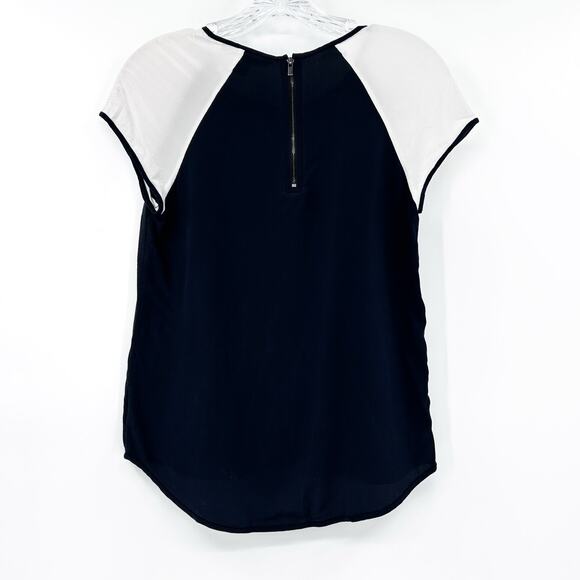 Diane von Furstenberg DVF Liva Colorblock Black White Silk Top Blouse Womens XS - Picture 11 of 13